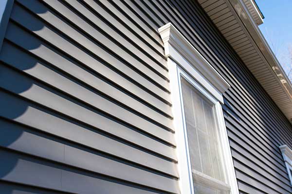Close up of gray siding on a home